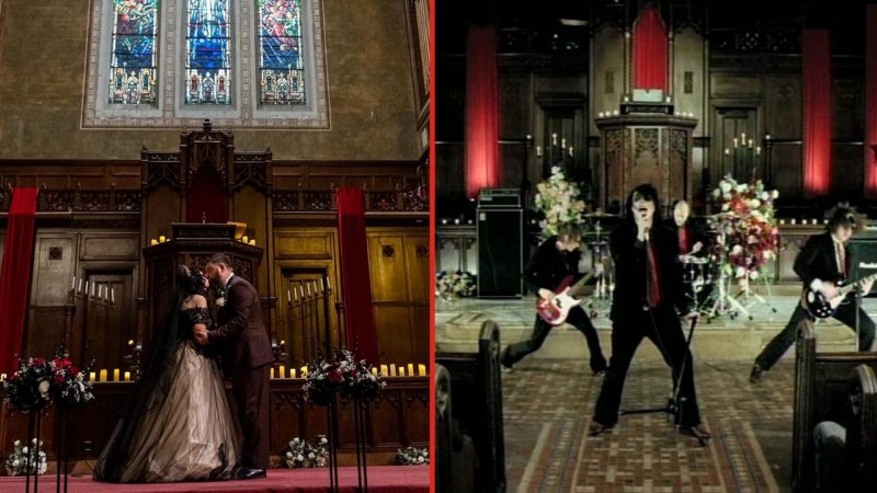 Emo couple get married in church featured in My Chemical Romance’s ‘Helena’ music video